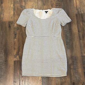 Ann Taylor Black & White Textured Short Sleeve Dress